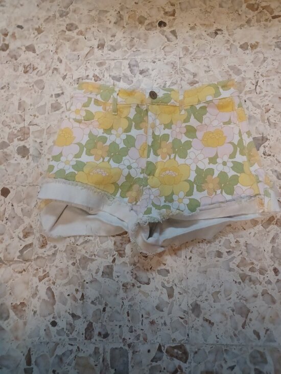 Mumu Pants - Mumu Junior Women's Denim Jean Shorts Waist SZ 27 Yellow & Green Flowers
